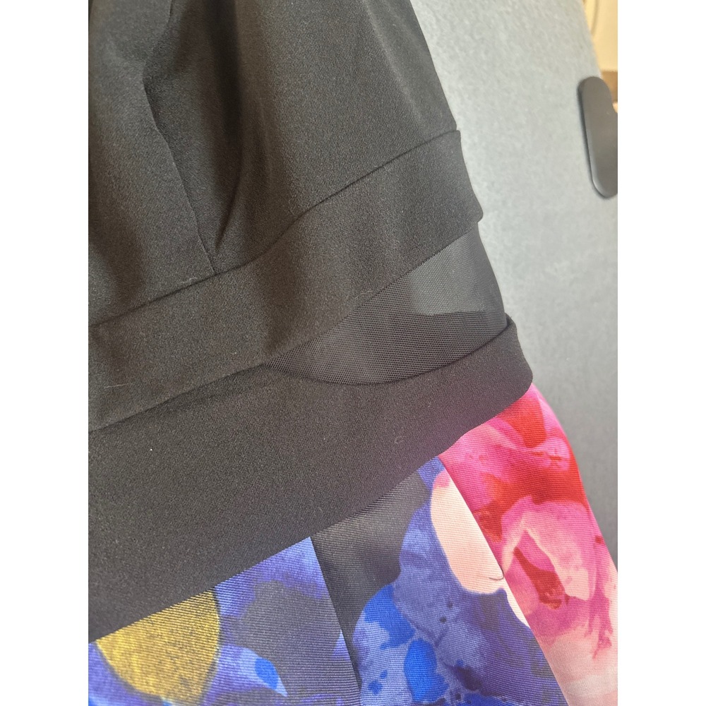 B. Darlin Plus Size 20W Floral Skater Dress Black Pink Blue V-Neck T26Y8829 - Picture 6 of 16